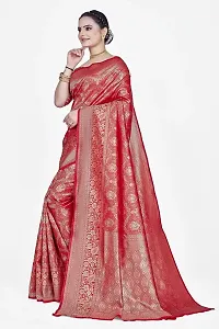 Stylish Silk Blend Zari Saree With Blouse Piece For Women-thumb3