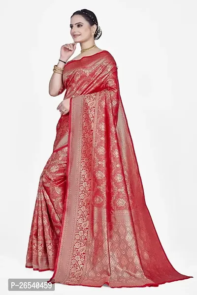 Stylish Silk Blend Zari Saree With Blouse Piece For Women-thumb4