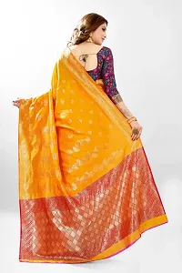 Stylish Silk Blend Zari Saree With Blouse Piece For Women-thumb1