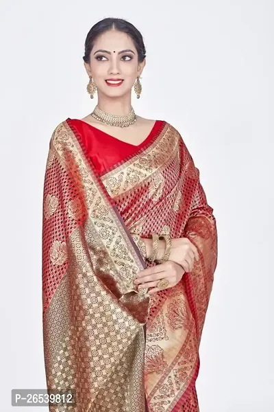 Stylish Silk Blend Zari Saree With Blouse Piece For Women-thumb3