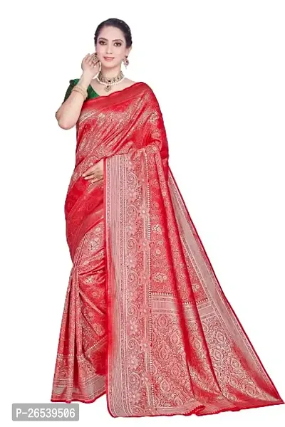 Stylish WomenS Jacquard Banarasi Silk Saree With Unstitched Blouse Piece-thumb0