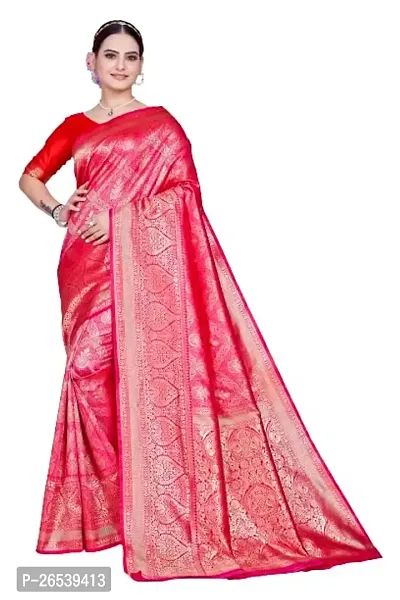 Stylish Art Silk Banarasi Saree With Unstitched Blouse-thumb0