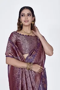 Stylish Silk Blend Zari Saree With Blouse Piece For Women-thumb2