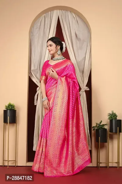 Stylish Pink Art Silk Saree With Blouse Piece For Women-thumb2