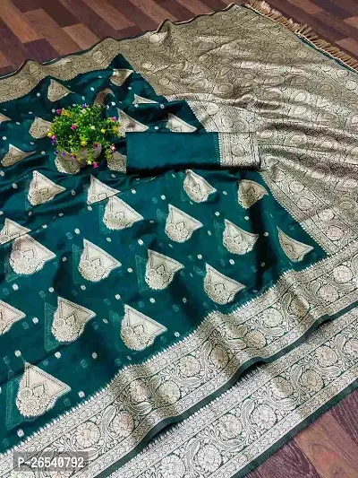 Stylish Soft Silk Blue Saree With Blouse Piece For Women-thumb0