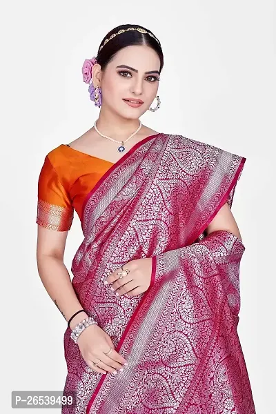 Stylish Art Silk Banarasi Saree With Unstitched Blouse-thumb3