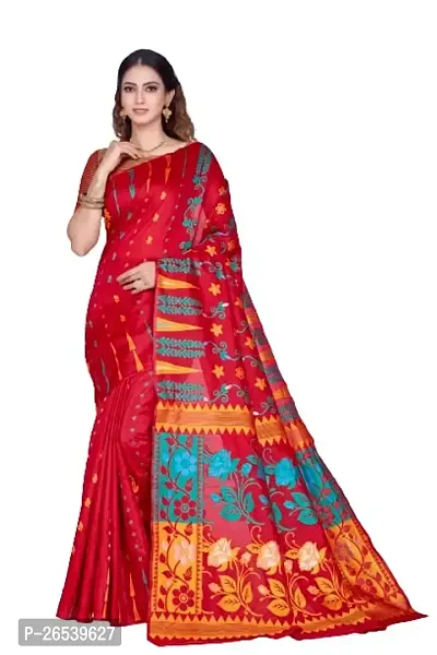 Stylish Silk Blend Banarasi Saree With Unstitched Blouse Piece-thumb0