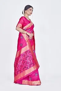 Stylish Silk Blend Zari Saree With Blouse Piece For Women-thumb4