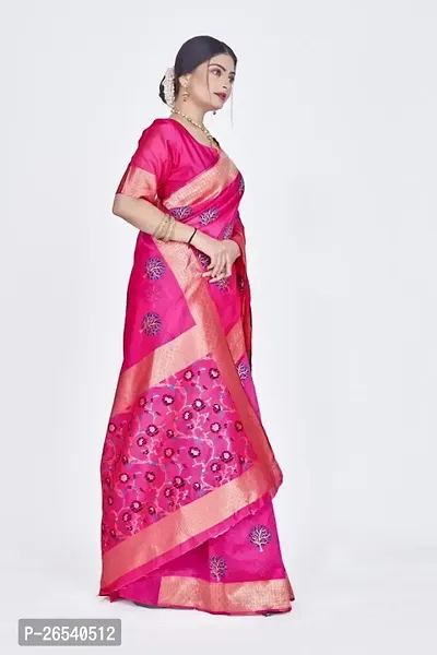 Stylish Silk Blend Zari Saree With Blouse Piece For Women-thumb5