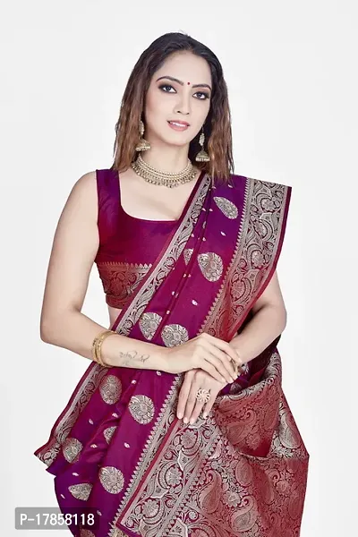 Beautiful  Art Silk  Jacquard Saree with Blouse Piece For Women-thumb3