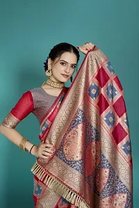 Beautiful  Organza  Jacquard Saree with Blouse Piece For Women-thumb2