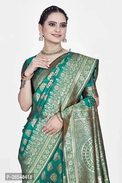 Stylish Silk Blend Zari Saree With Blouse Piece For Women-thumb3