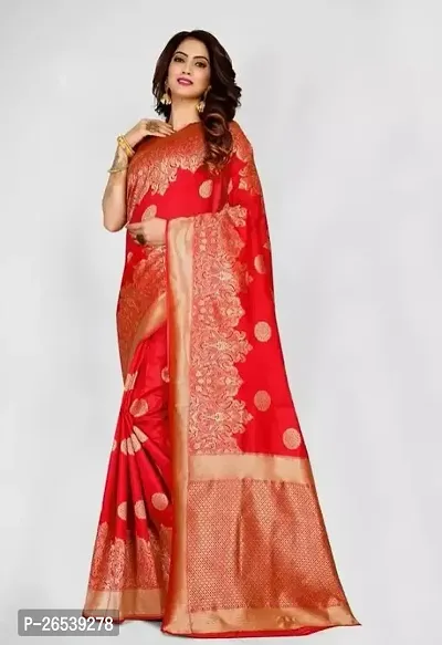 Stylish Banarasi Silk Jacquard Saree With Blouse Piece For Women-thumb0