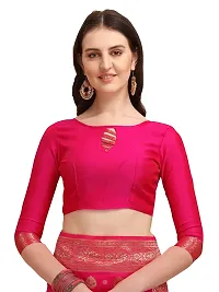 Stylish Pink Colored Kanjeevaram Silk Zari Woven Saree With Blouse Piece-thumb3