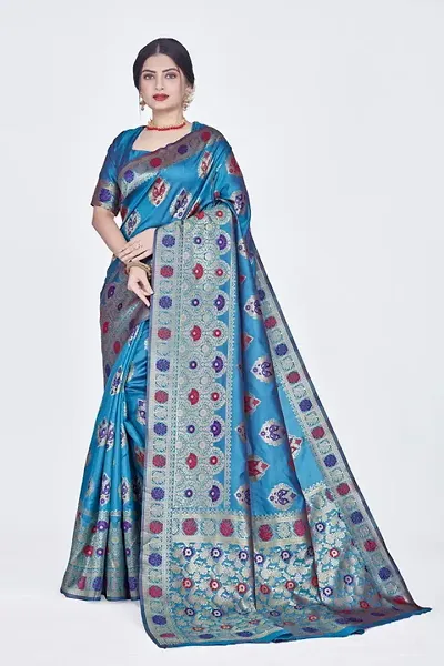 Elegant Silk Blend Saree with Blouse piece