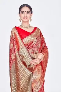 Stylish Silk Blend Woven Banarasi Saree With Unstitched Blouse-thumb2