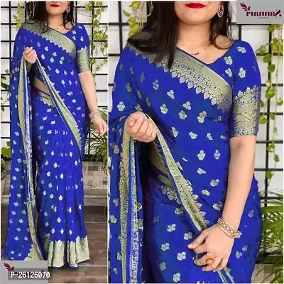 Stylish Soft Silk Multicolor Saree with Blouse piece For Women