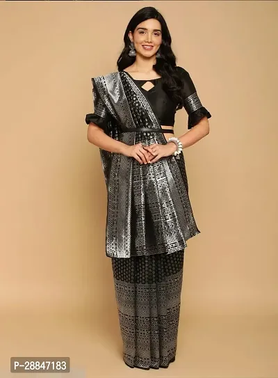 Stylish Black Art Silk Saree With Blouse Piece For Women