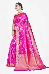 Stylish Silk Blend Zari Saree With Blouse Piece For Women-thumb3