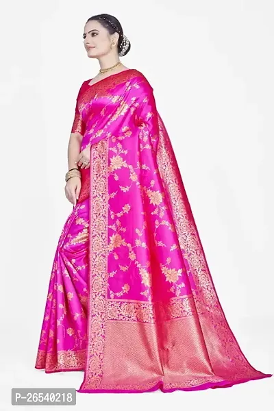 Stylish Silk Blend Zari Saree With Blouse Piece For Women-thumb4