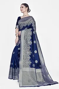 Stylish Silk Blend Zari Saree With Blouse Piece For Women-thumb3