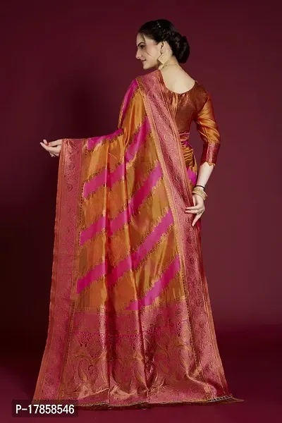 Beautiful  Organza  Jacquard Saree with Blouse Piece For Women-thumb2