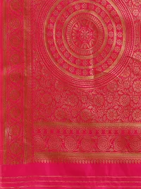 Stylish Pink Colored Kanjeevaram Silk Zari Woven Saree With Blouse Piece (Zari 1 Rani)-thumb4