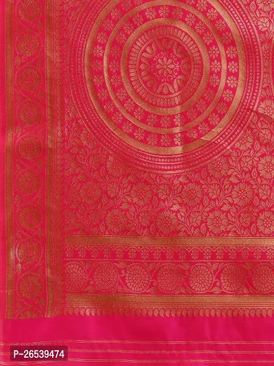 Stylish Pink Colored Kanjeevaram Silk Zari Woven Saree With Blouse Piece (Zari 1 Rani)-thumb5