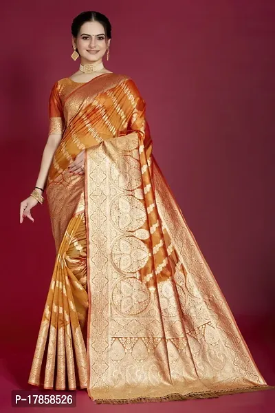 Beautiful  Organza  Jacquard Saree with Blouse Piece For Women-thumb0