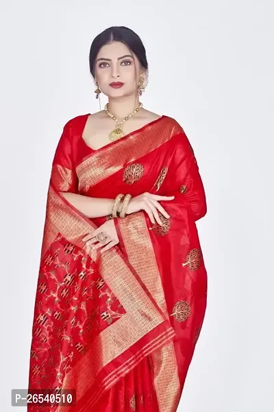 Stylish Silk Blend Zari Saree With Blouse Piece For Women-thumb3