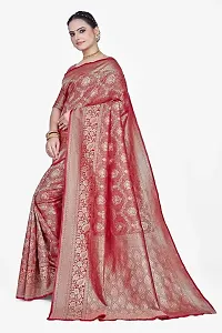 Stylish Silk Blend Zari Saree With Blouse Piece For Women-thumb3