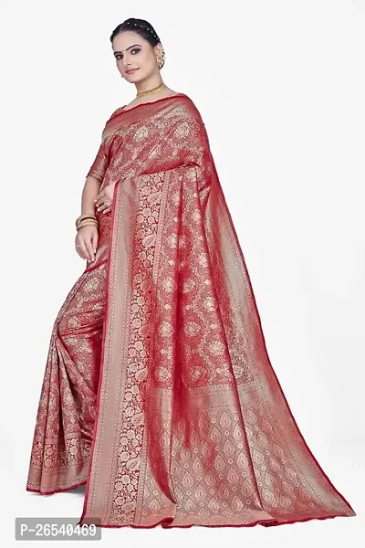 Stylish Silk Blend Zari Saree With Blouse Piece For Women-thumb4