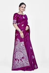 Stylish Silk Blend Zari Saree With Blouse Piece For Women-thumb4