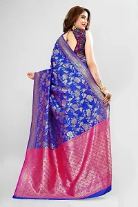 Stylish Silk Blend Zari Saree With Blouse Piece For Women-thumb1