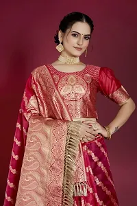 Beautiful  Organza  Jacquard Saree with Blouse Piece For Women-thumb2