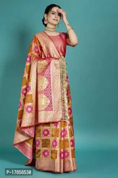 Beautiful  Organza  Jacquard Saree with Blouse Piece For Women-thumb5
