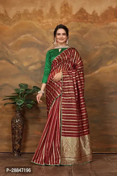 Stylish Maroon Art Silk Saree With Blouse Piece For Women