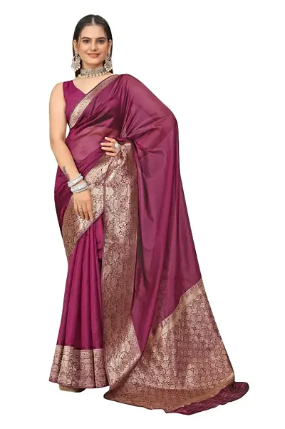 Stylish Silk Blend Zari Saree With Blouse Piece For Women