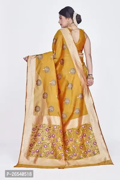 Stylish Silk Blend Zari Saree With Blouse Piece For Women-thumb2