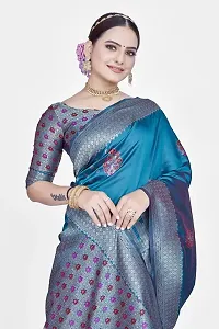 Stylish Silk Blend Zari Saree With Blouse Piece For Women-thumb2