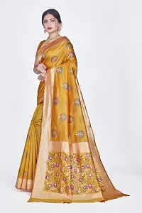 Stylish Silk Blend Zari Saree With Blouse Piece For Women-thumb3