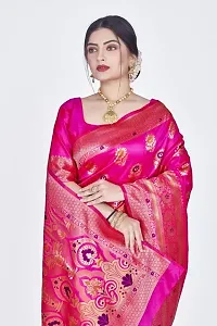 Stylish Silk Blend Zari Saree With Blouse Piece For Women-thumb2