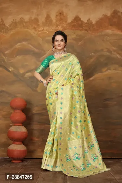 Stylish Yellow Art Silk Saree With Blouse Piece For Women-thumb0