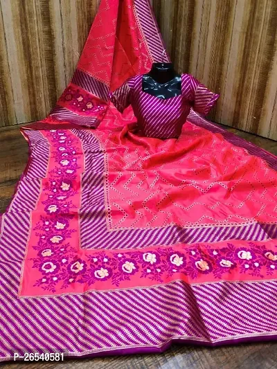 Fancy Banarasi Silk Saree With Blouse Piece For Women-thumb0