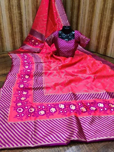 Fancy Banarasi Silk Saree With Blouse Piece For Women