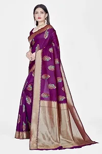 Stylish Silk Blend Zari Saree With Blouse Piece For Women-thumb3