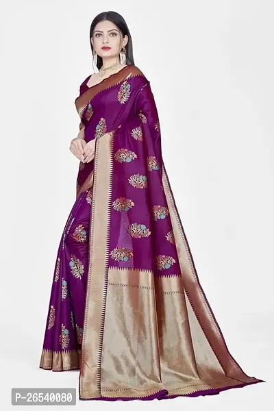 Stylish Silk Blend Zari Saree With Blouse Piece For Women-thumb4