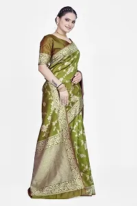 Stylish Silk Blend Zari Saree With Blouse Piece For Women-thumb4