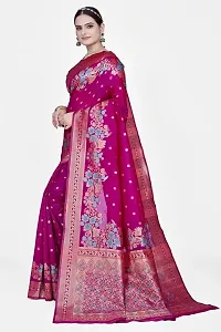 Stylish Silk Blend Zari Saree With Blouse Piece For Women-thumb3