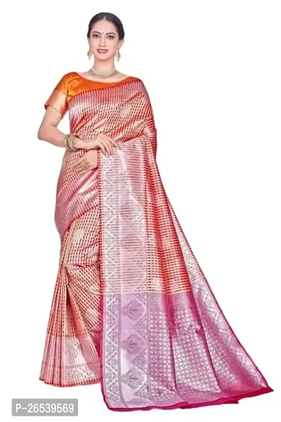 Stylish Silk Blend Woven Banarasi Saree With Unstitched Blouse-thumb0